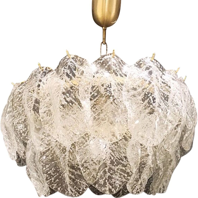 Vintage Ice Front murano chandelier by Mazzega, 1970s