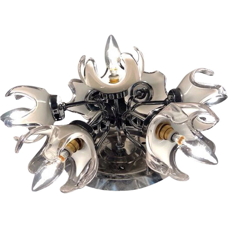 Vintage Murano glass ceiling LIGHT by Mazzega, Italy, 1960s