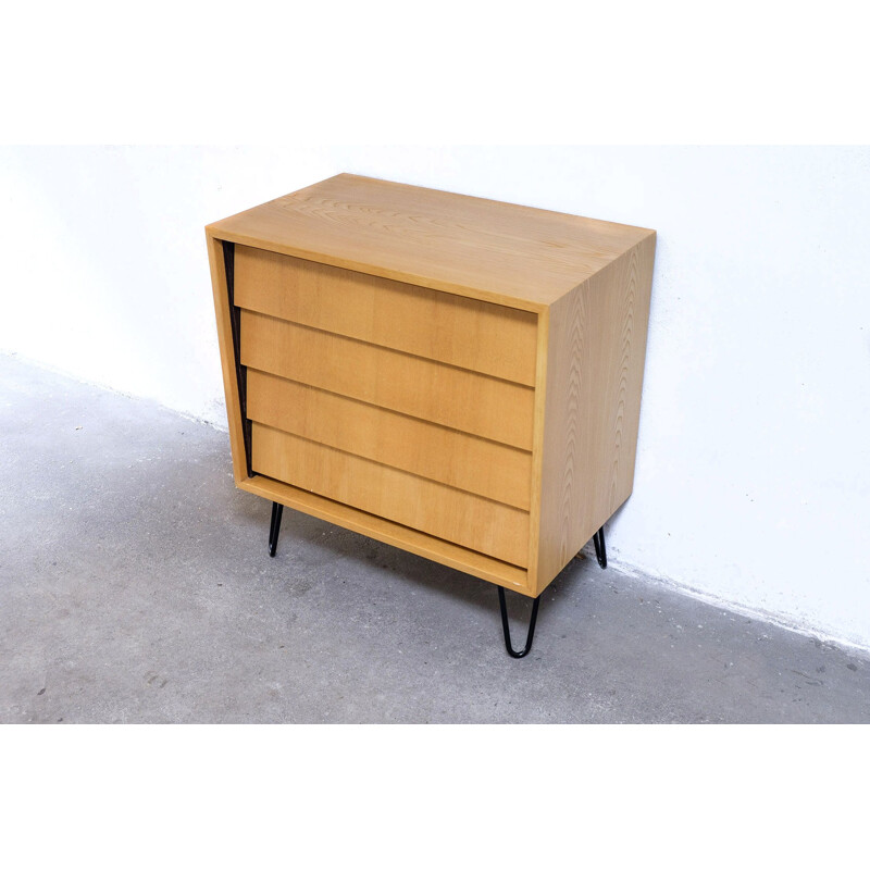 Vintage elm wood chest of drawers by Erich Stratmann for Möbel, 1950s