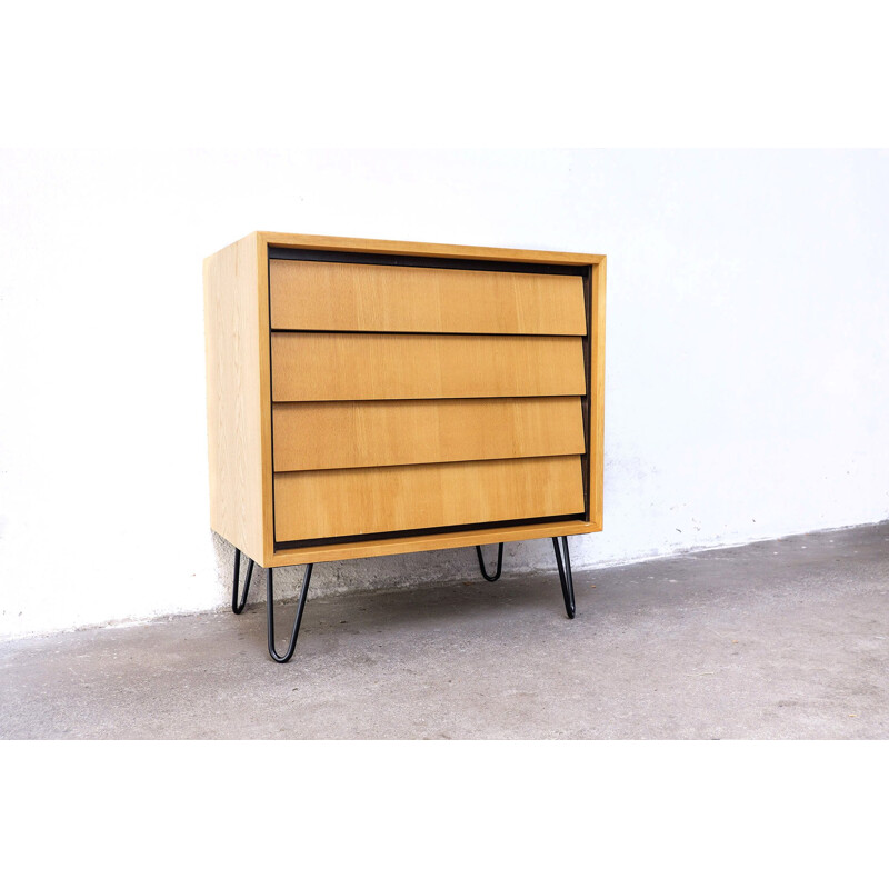 Vintage elm wood chest of drawers by Erich Stratmann for Möbel, 1950s