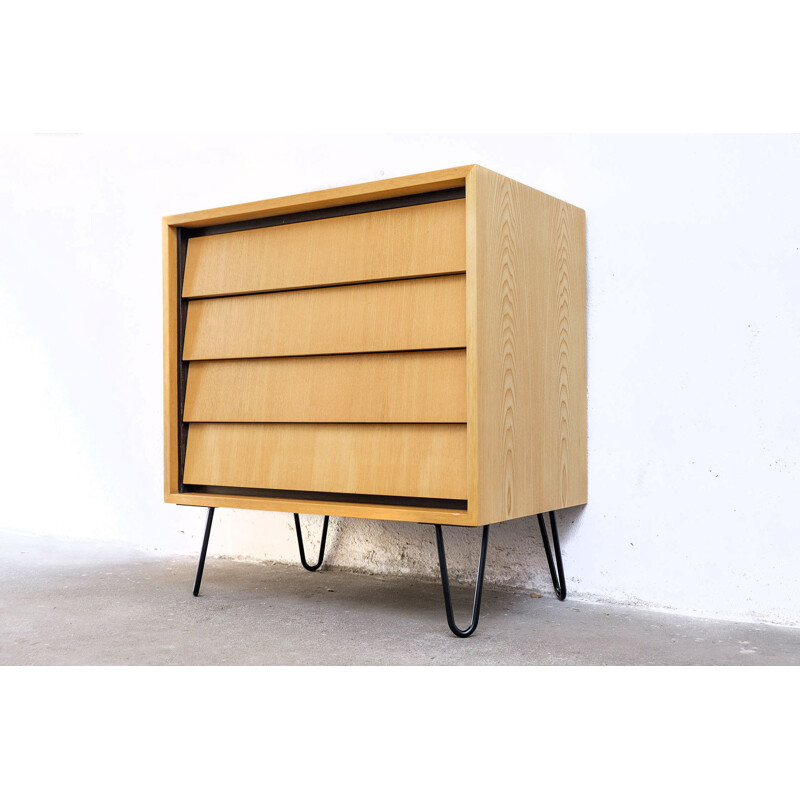 Vintage elm wood chest of drawers by Erich Stratmann for Möbel, 1950s