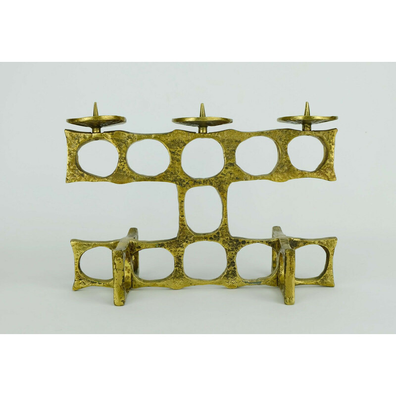 Vintage bronze candleholder with sculptural shape, 1960s