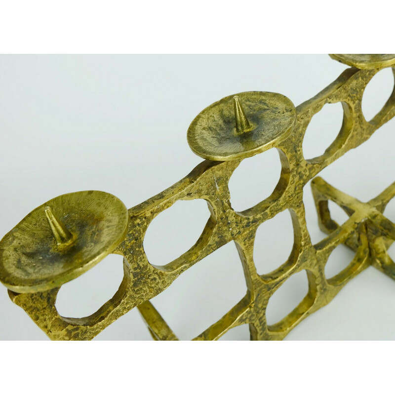 Vintage bronze candleholder with sculptural shape, 1960s