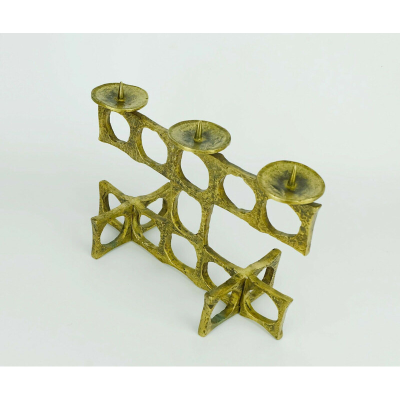 Vintage bronze candleholder with sculptural shape, 1960s