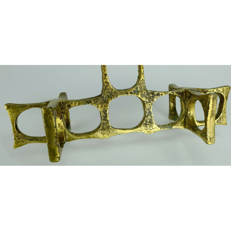 Vintage bronze candleholder with sculptural shape, 1960s