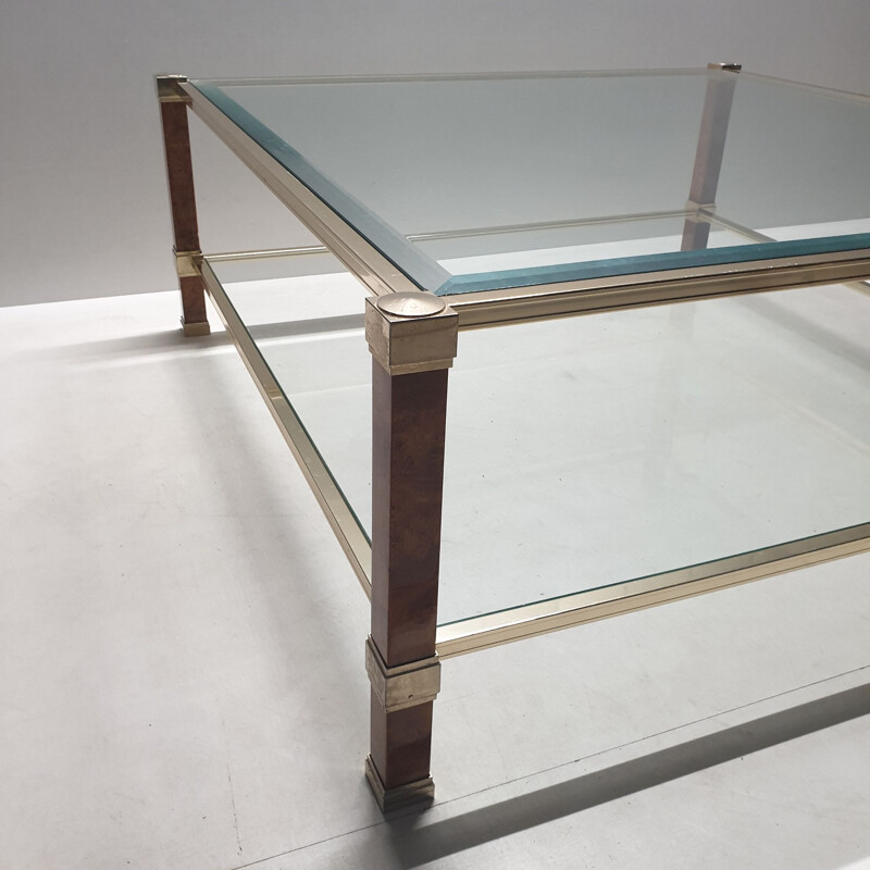 Vintage glass coffee table by Pierre Vandel, 1980s