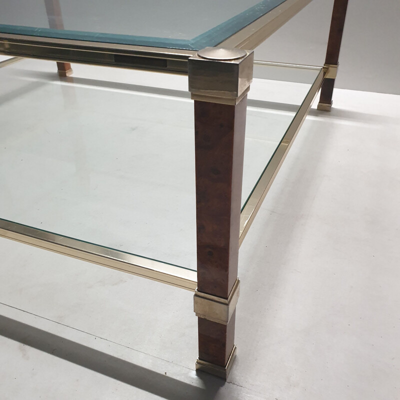 Vintage glass coffee table by Pierre Vandel, 1980s