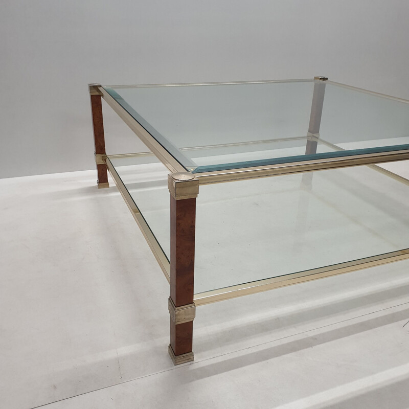 Vintage glass coffee table by Pierre Vandel, 1980s