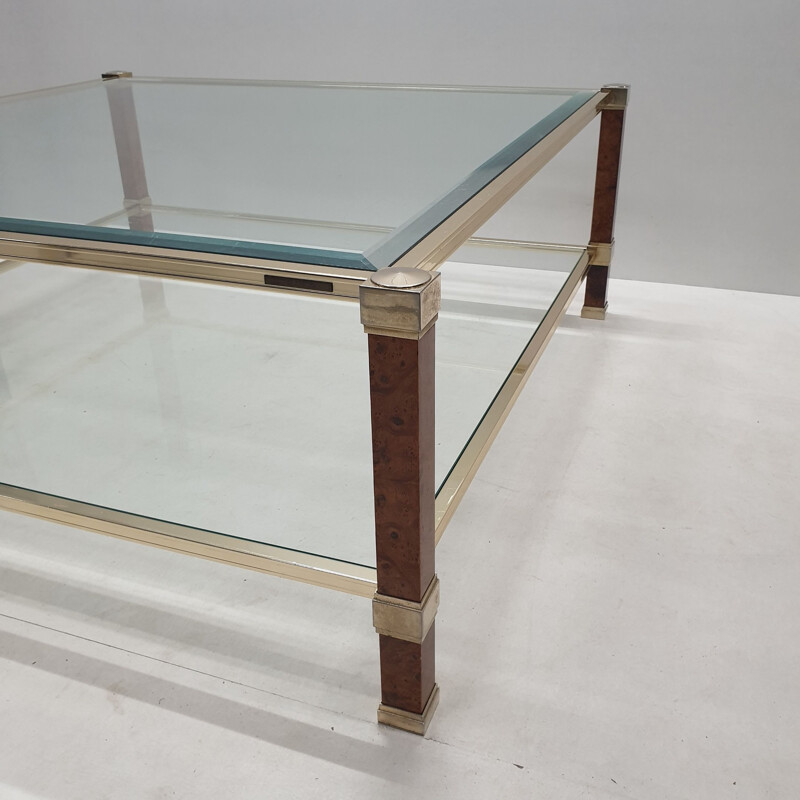 Vintage glass coffee table by Pierre Vandel, 1980s