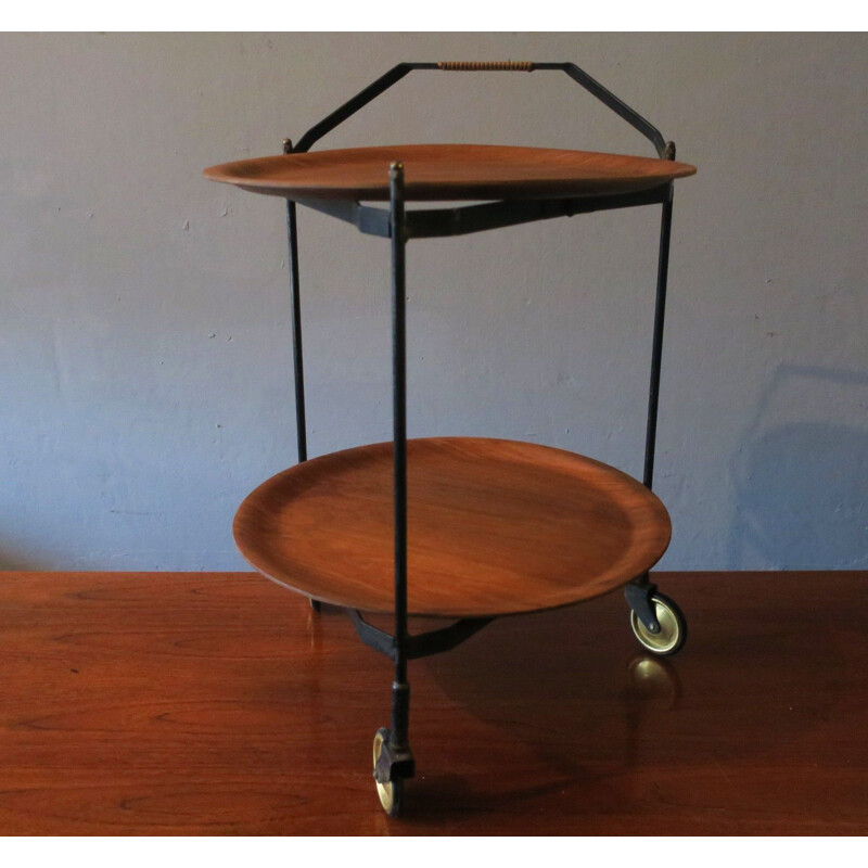 Vintage teak folding trolley from Ary Fanerprodukter, 1950s