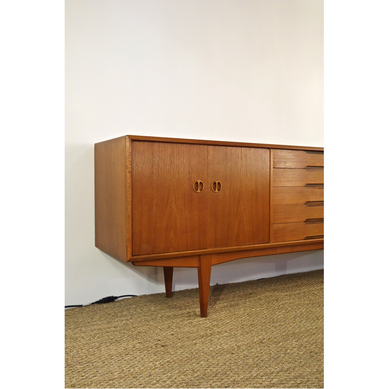 Vintage teak and brass details sideboard, 1960s