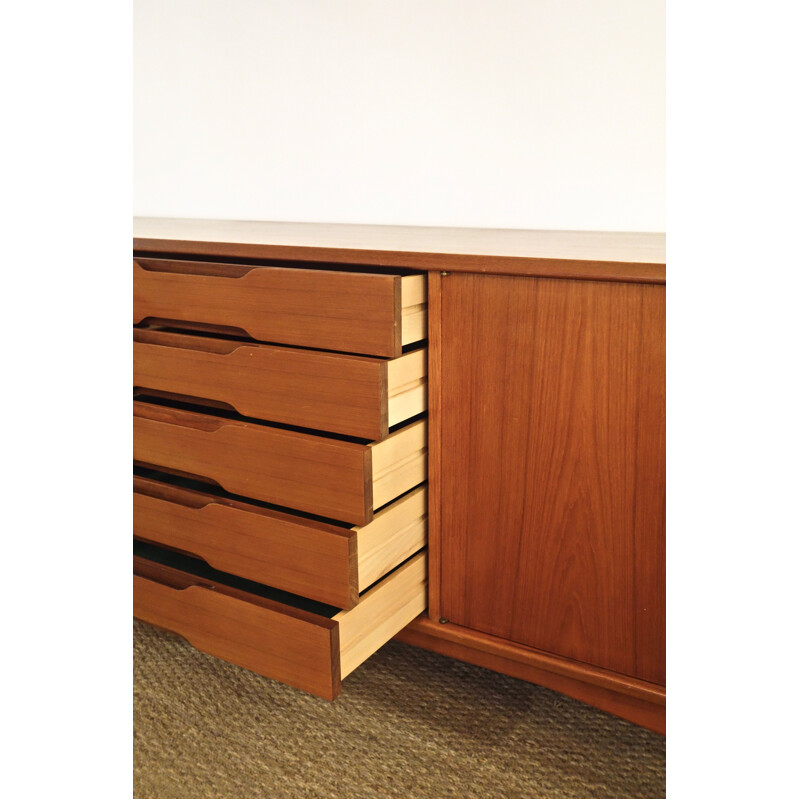 Vintage teak and brass details sideboard, 1960s