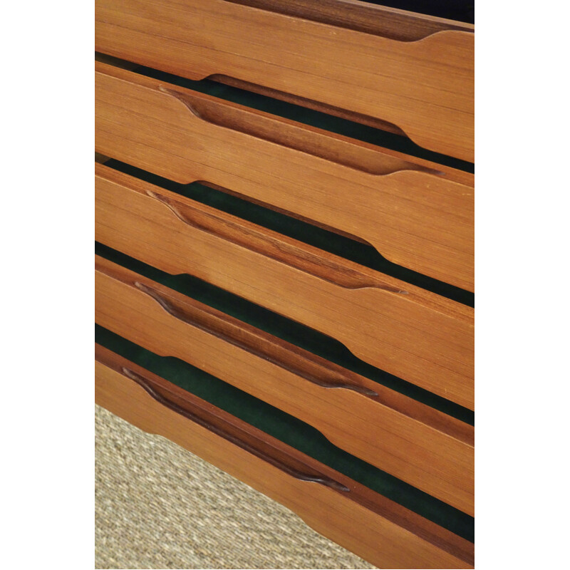 Vintage teak and brass details sideboard, 1960s