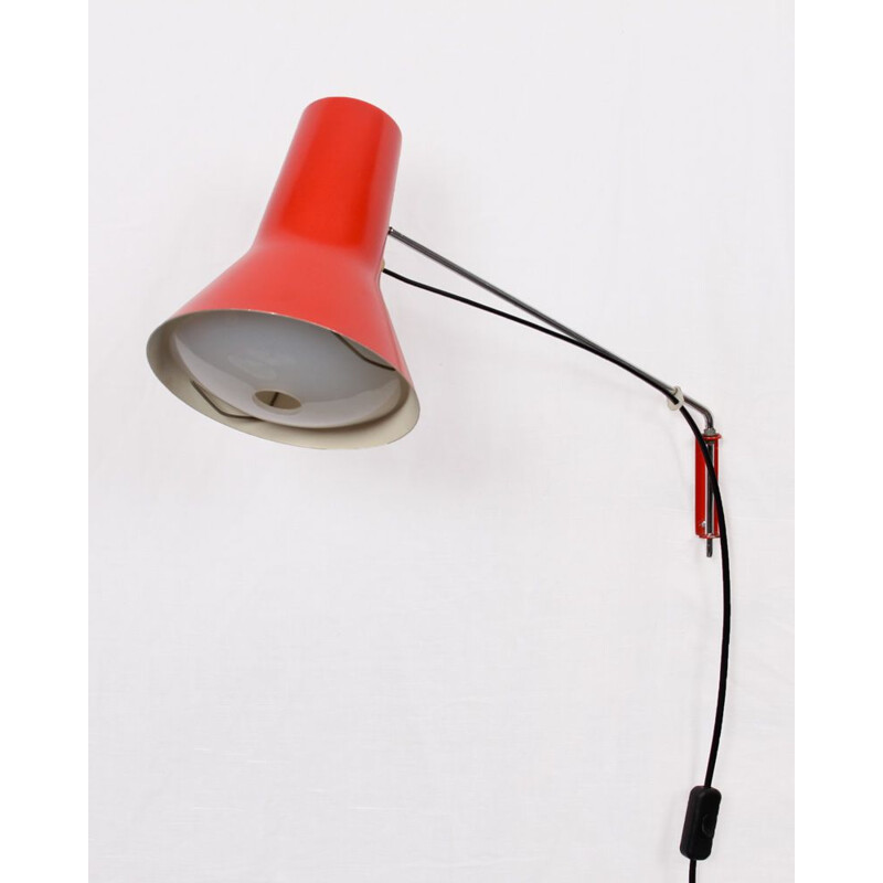 Vintage red metal wall light, Czech Republic, 1970s