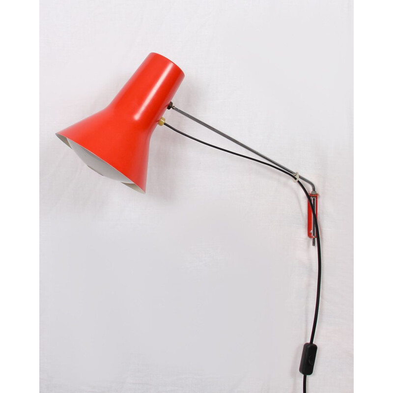 Vintage red metal wall light, Czech Republic, 1970s