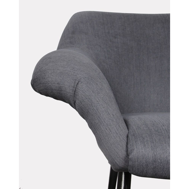 Vintage armchair in grey and metal fabric, Poland, 1960s