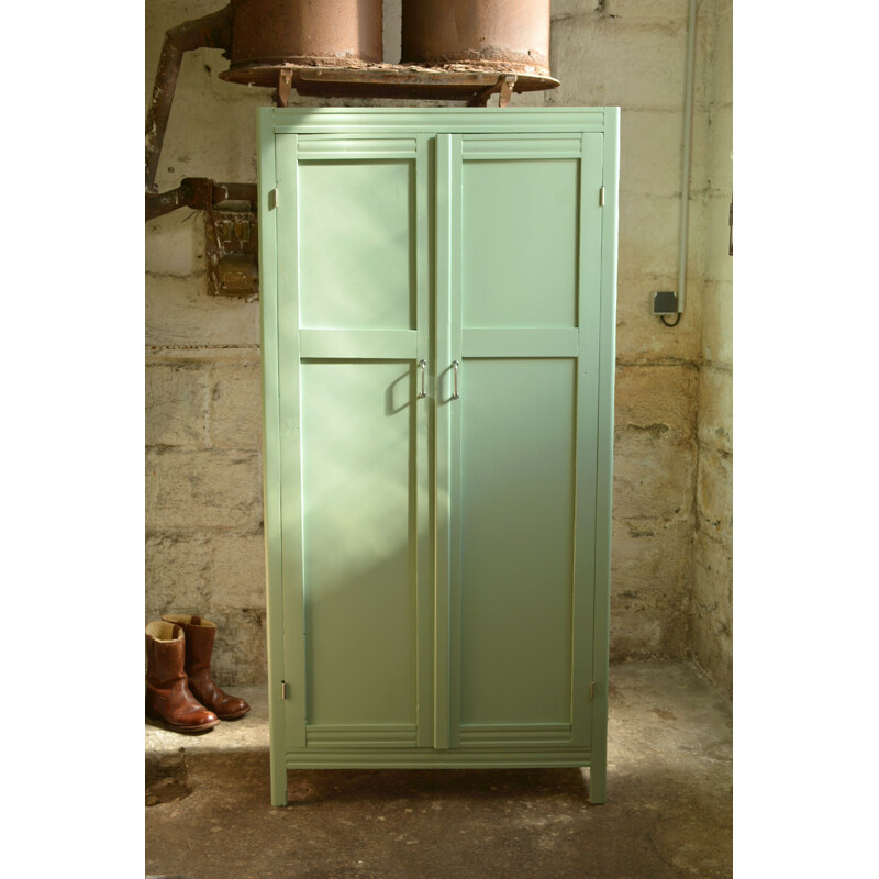 Green vintage shoes cabinet, 1950s