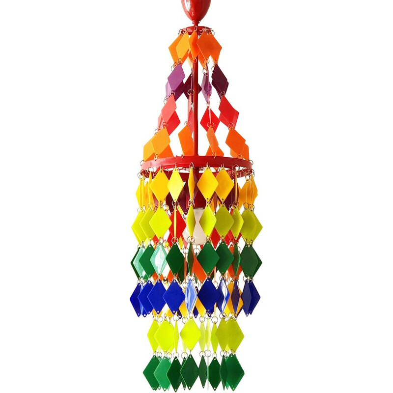 Multicolored vintage chandelier 1970 
