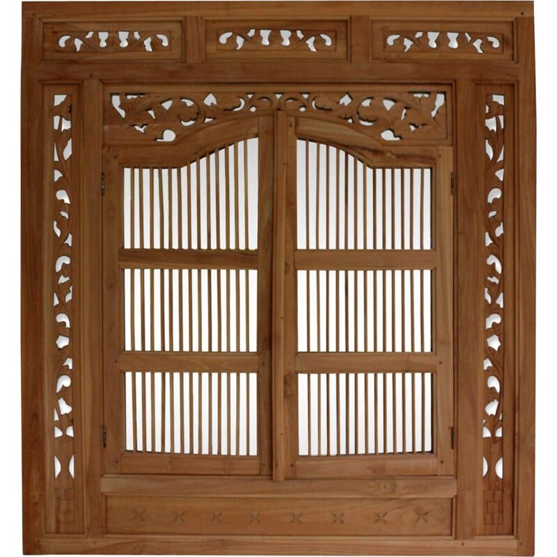 Miroir fenêtre en bois sculpté style moucharabieh