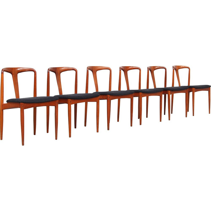  Set of 6 Vintage Danish Teak Dining Chairs by Johannes Andersen for Uldum Møbelfabrik, 1960s