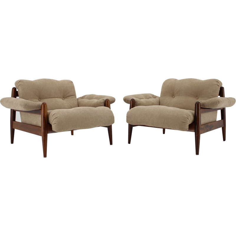 Set of 2 rosewood lounge chairs, 1960s 