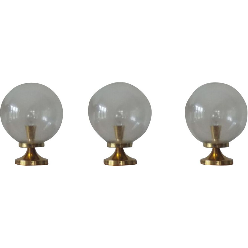 Set of 3 Ceiling or Wall Lamps Kamenicky Senov, 1970s