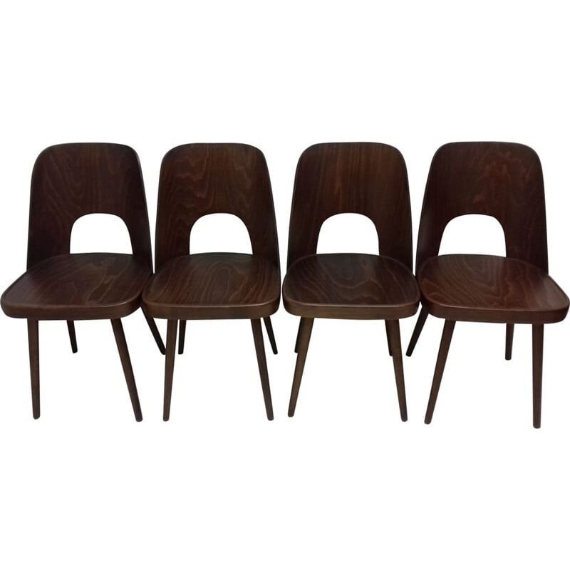 Set of 4 vintage wooden chairs by Oswald Haerdtl, 1950s