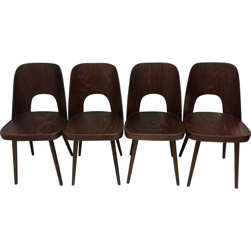 Set van 4 vintage houten stoelen van Oswald Haerdtl, 1950