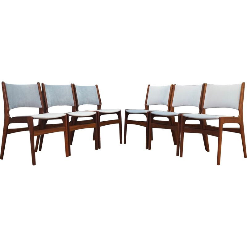 Set of 6 vintage teak chairs by Henning Kjaernulf, 1960-70s