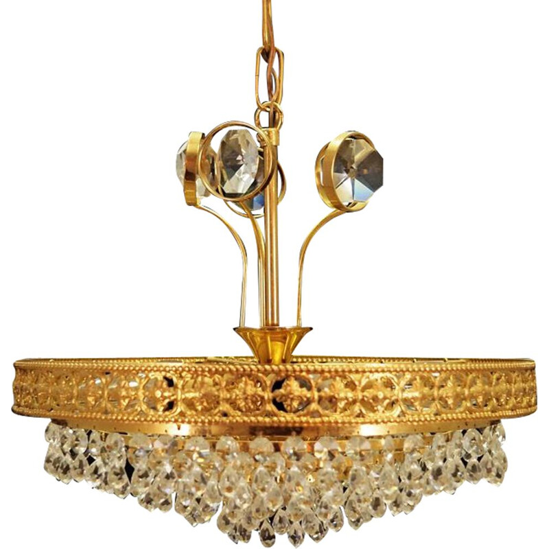 Vintage metal chandelier, Denmark, 1960-70s