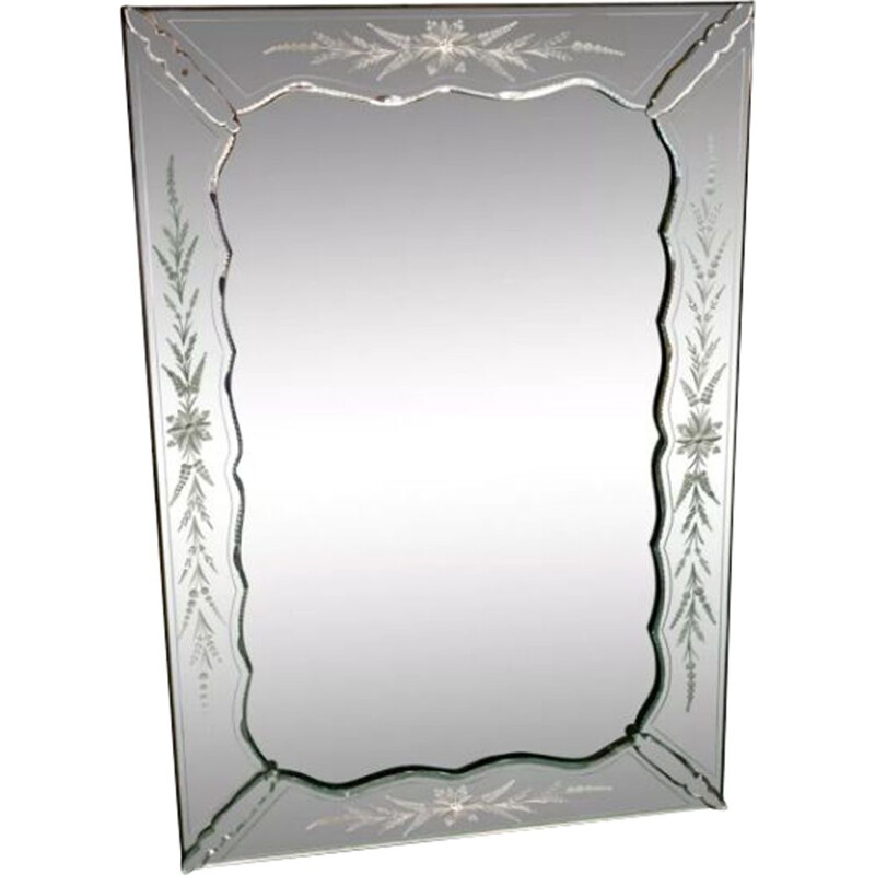 Venetian vintage wooden mirror with floral patterns