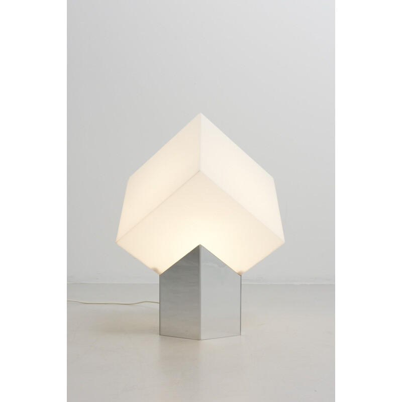 Lampe cube blanche vintage de Paul Driessen de Raak, 1974