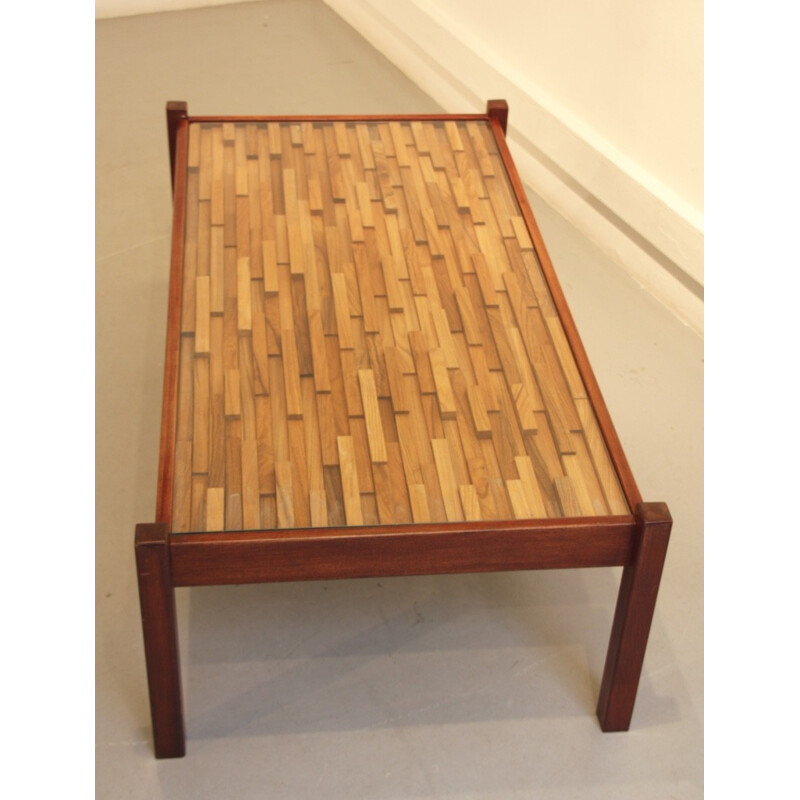 Vintage coffee table in teak and rosewood, Percival LAFER - 1960s