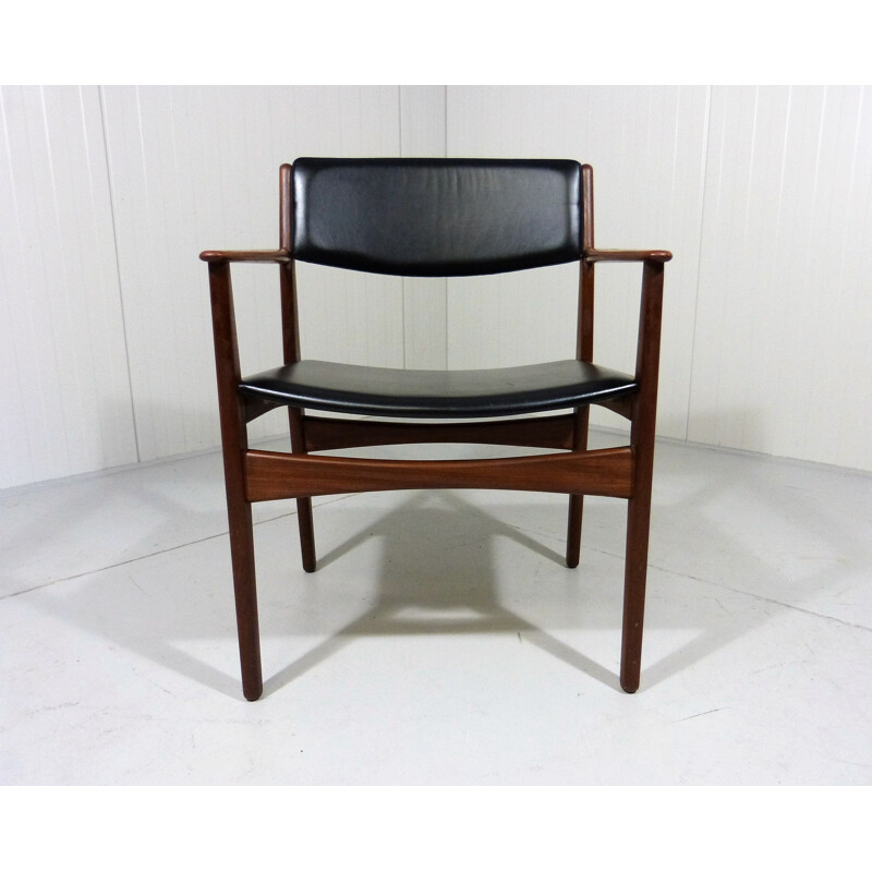 Vintage leather desk armchair by Frem Røjle, Denmark, 1960s