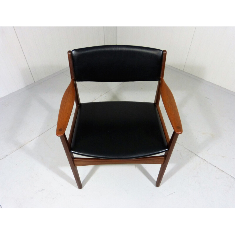 Vintage leather desk armchair by Frem Røjle, Denmark, 1960s