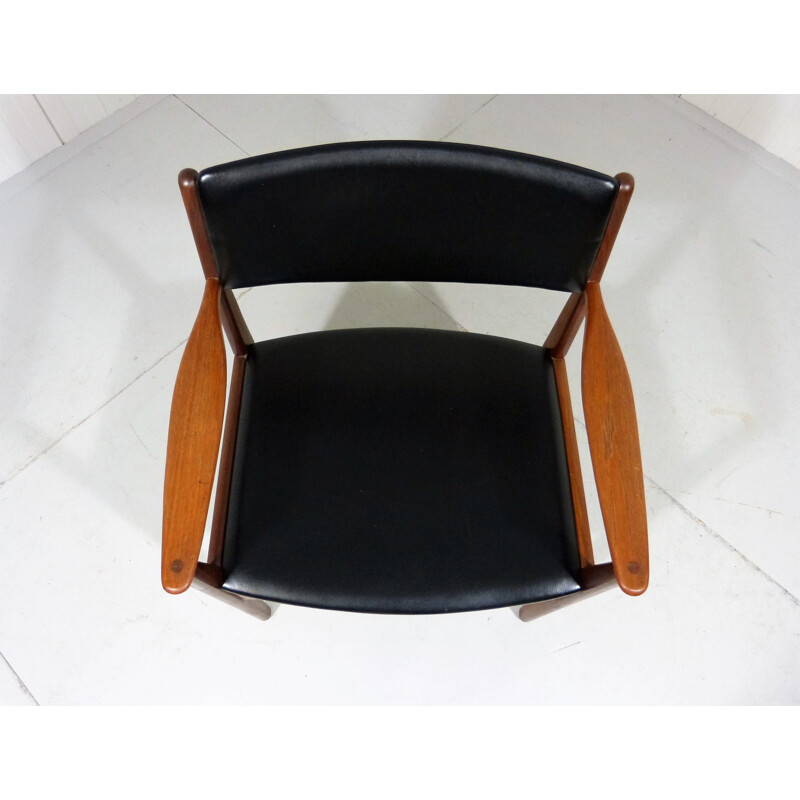 Vintage leather desk armchair by Frem Røjle, Denmark, 1960s