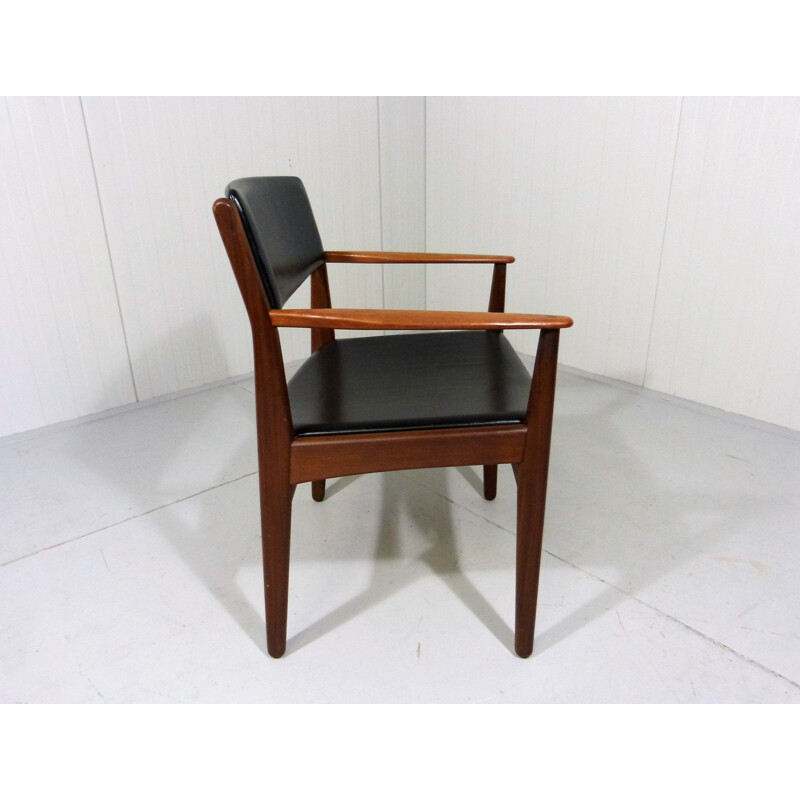 Vintage leather desk armchair by Frem Røjle, Denmark, 1960s