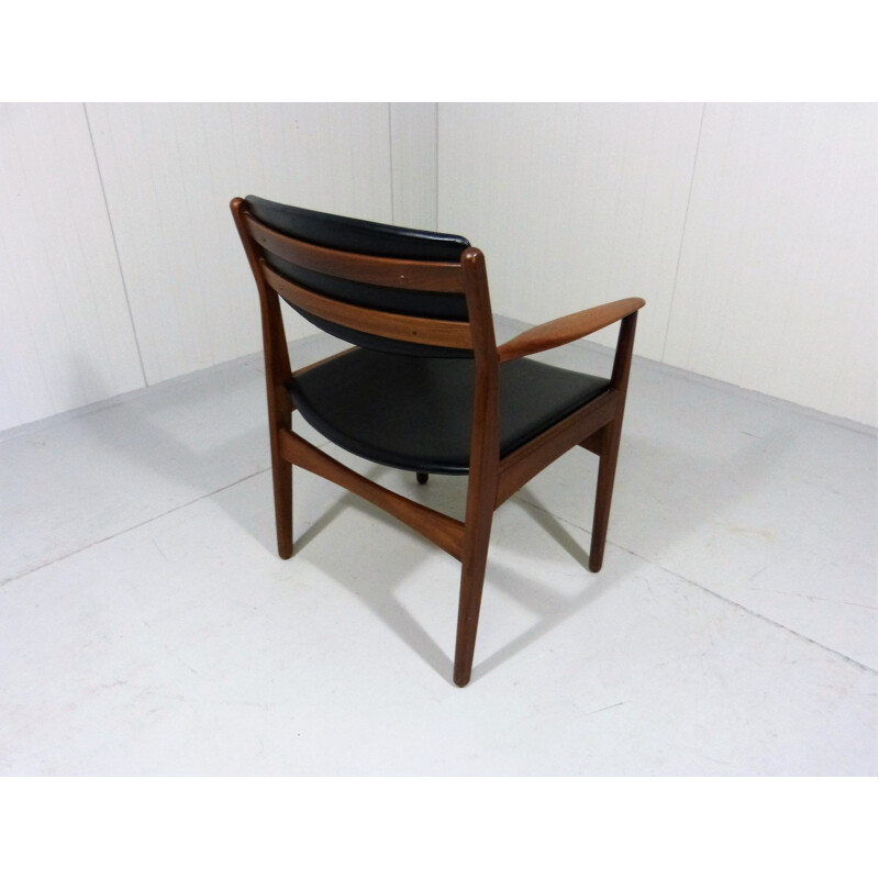 Vintage leather desk armchair by Frem Røjle, Denmark, 1960s