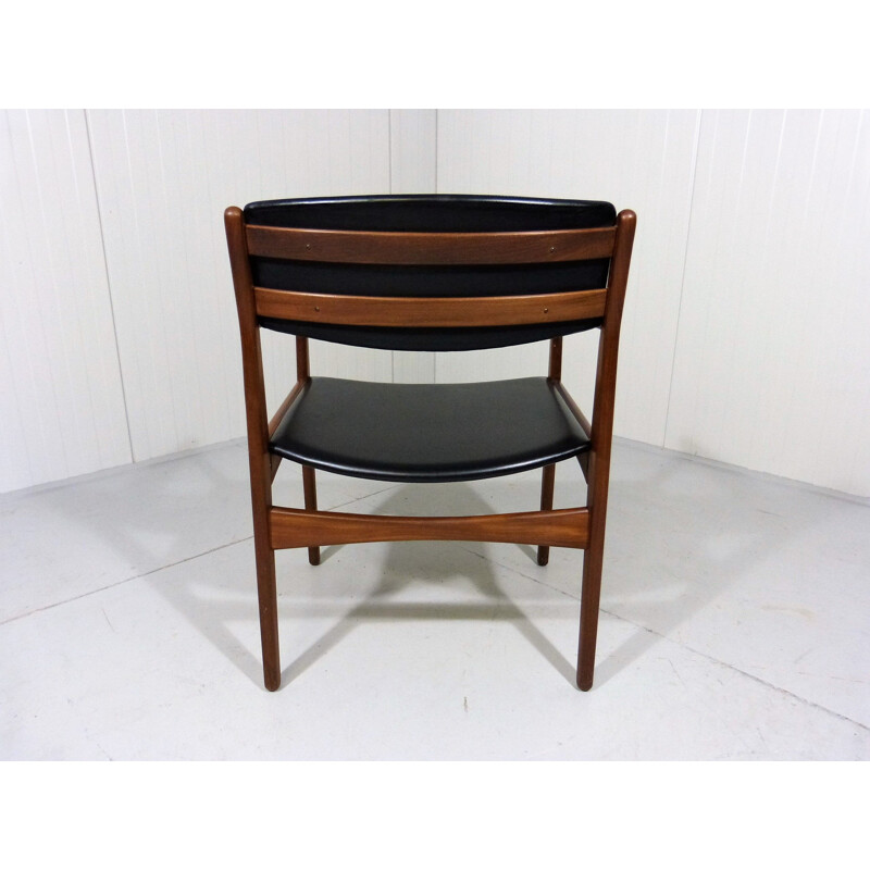 Vintage leather desk armchair by Frem Røjle, Denmark, 1960s