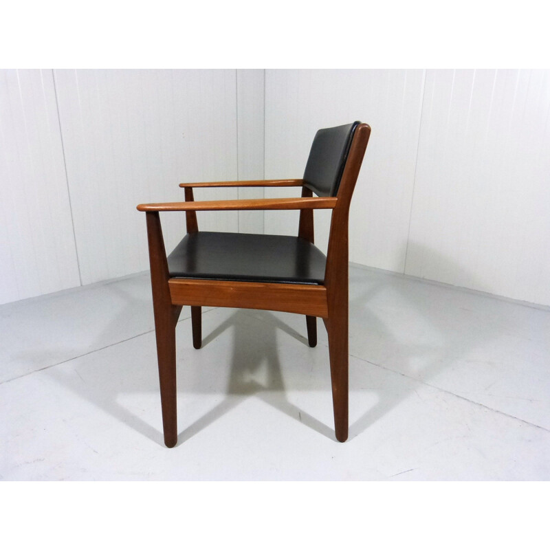 Vintage leather desk armchair by Frem Røjle, Denmark, 1960s