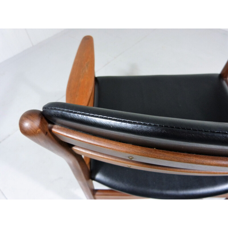 Vintage leather desk armchair by Frem Røjle, Denmark, 1960s