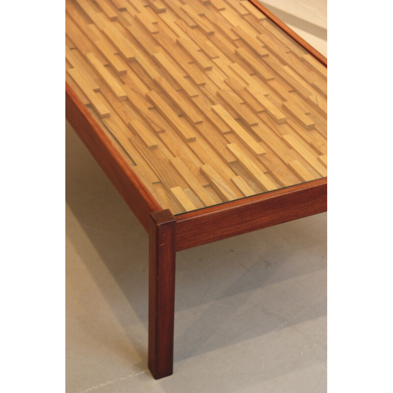 Vintage coffee table in teak and rosewood, Percival LAFER - 1960s