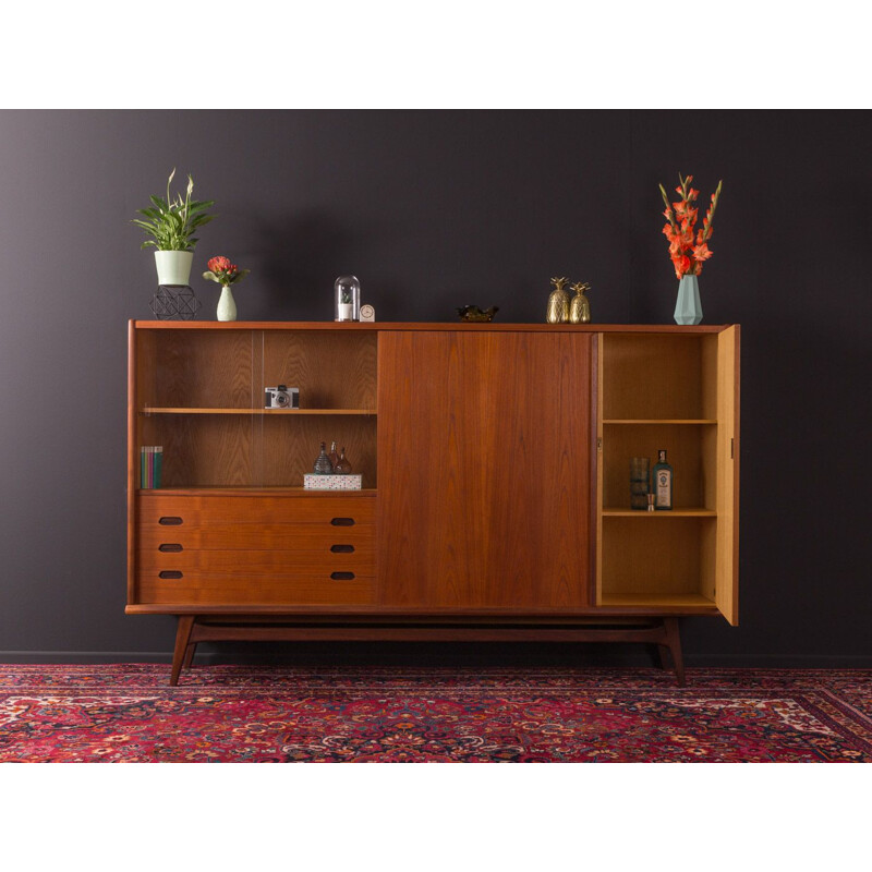 Vintage teak and glass sideboard, Germany, 1960s