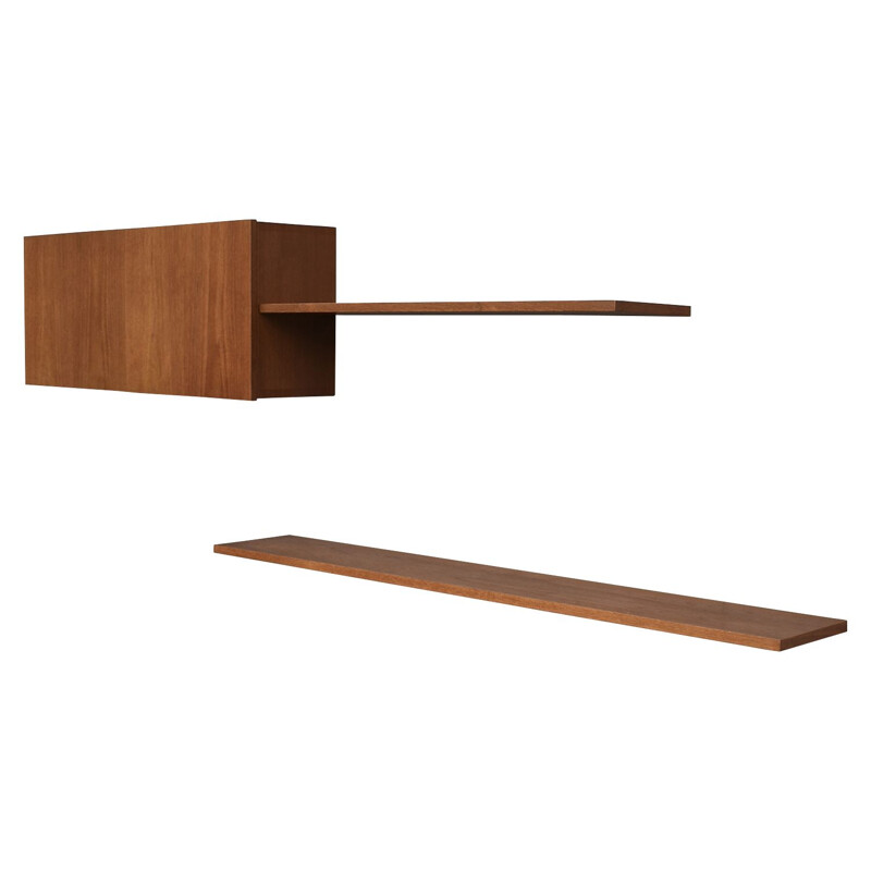Vintage teak floating wall system by Banz Bord, Germany, 1960-70s