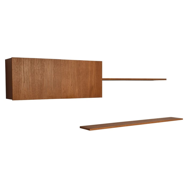 Vintage teak floating wall system by Banz Bord, Germany, 1960-70s