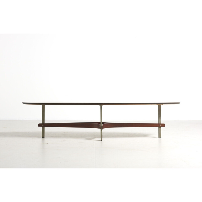 Table basse vintage elliptique de palissandre, Italie, 1960