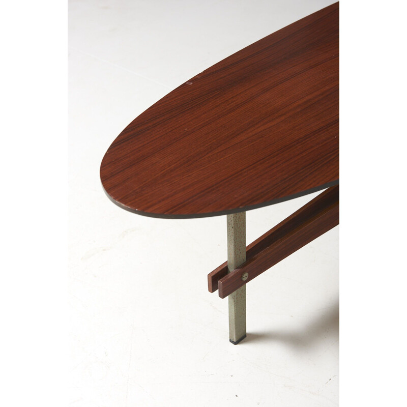 Vintage elliptical rosewood coffee table, Italy, 1960s