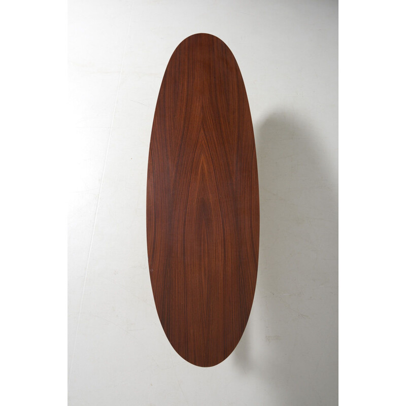 Vintage elliptical rosewood coffee table, Italy, 1960s