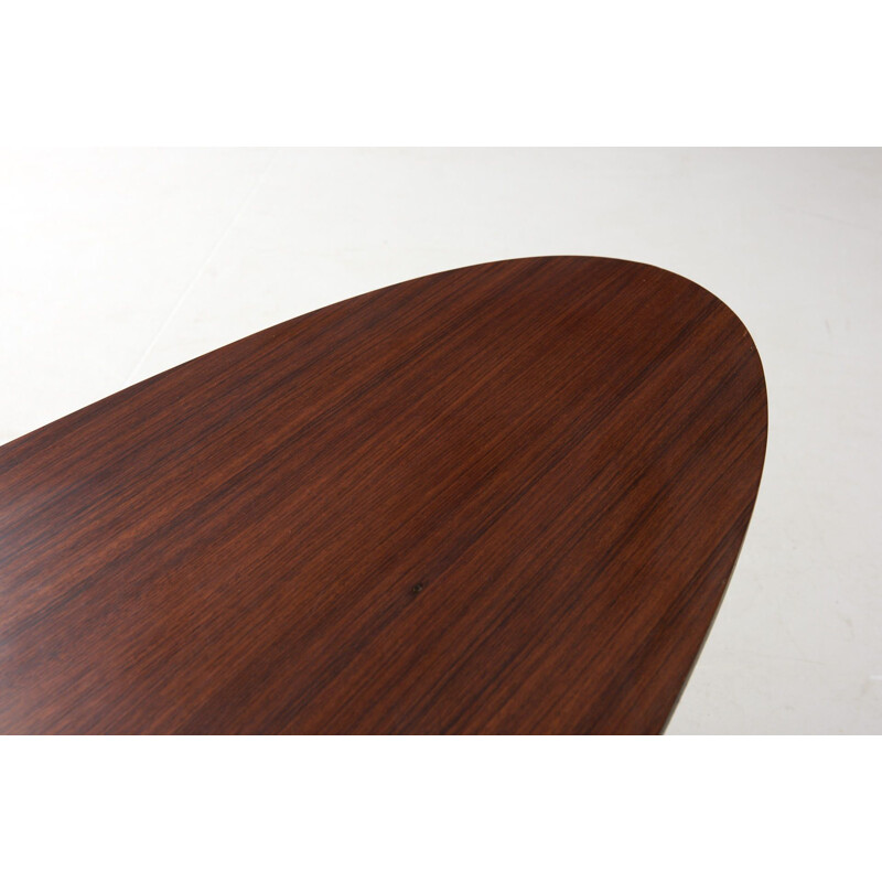 Table basse vintage elliptique de palissandre, Italie, 1960