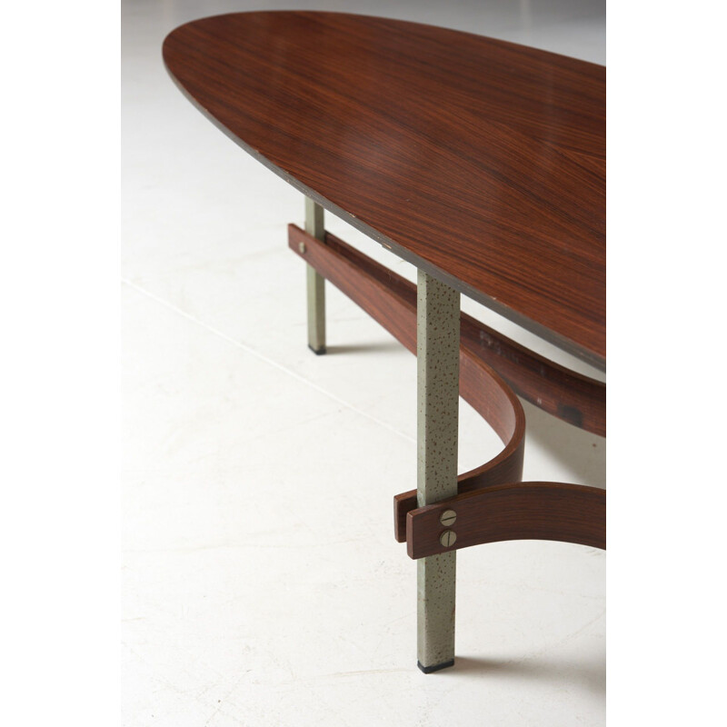 Vintage elliptical rosewood coffee table, Italy, 1960s